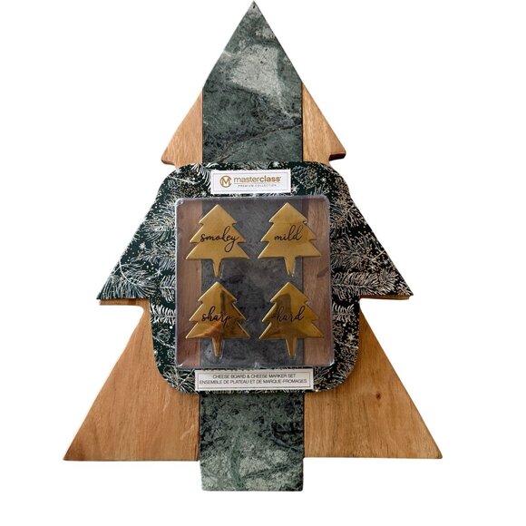 Masterclass Other - Masterclass Premium Cheese Board Marker Set Christmas Tree Design Wood Marble